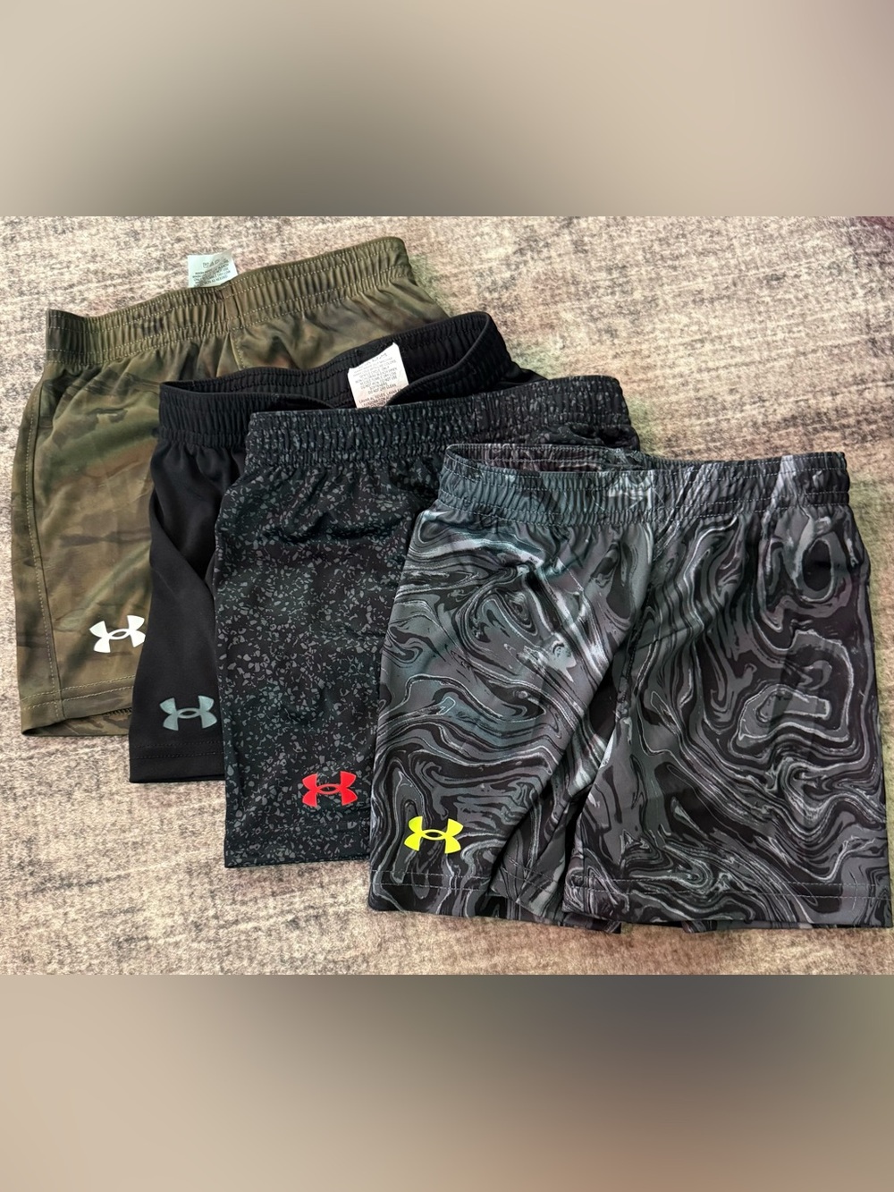 Under Armour Kids' Black, Olive & Patterned Athletic Shorts - 4 Pack